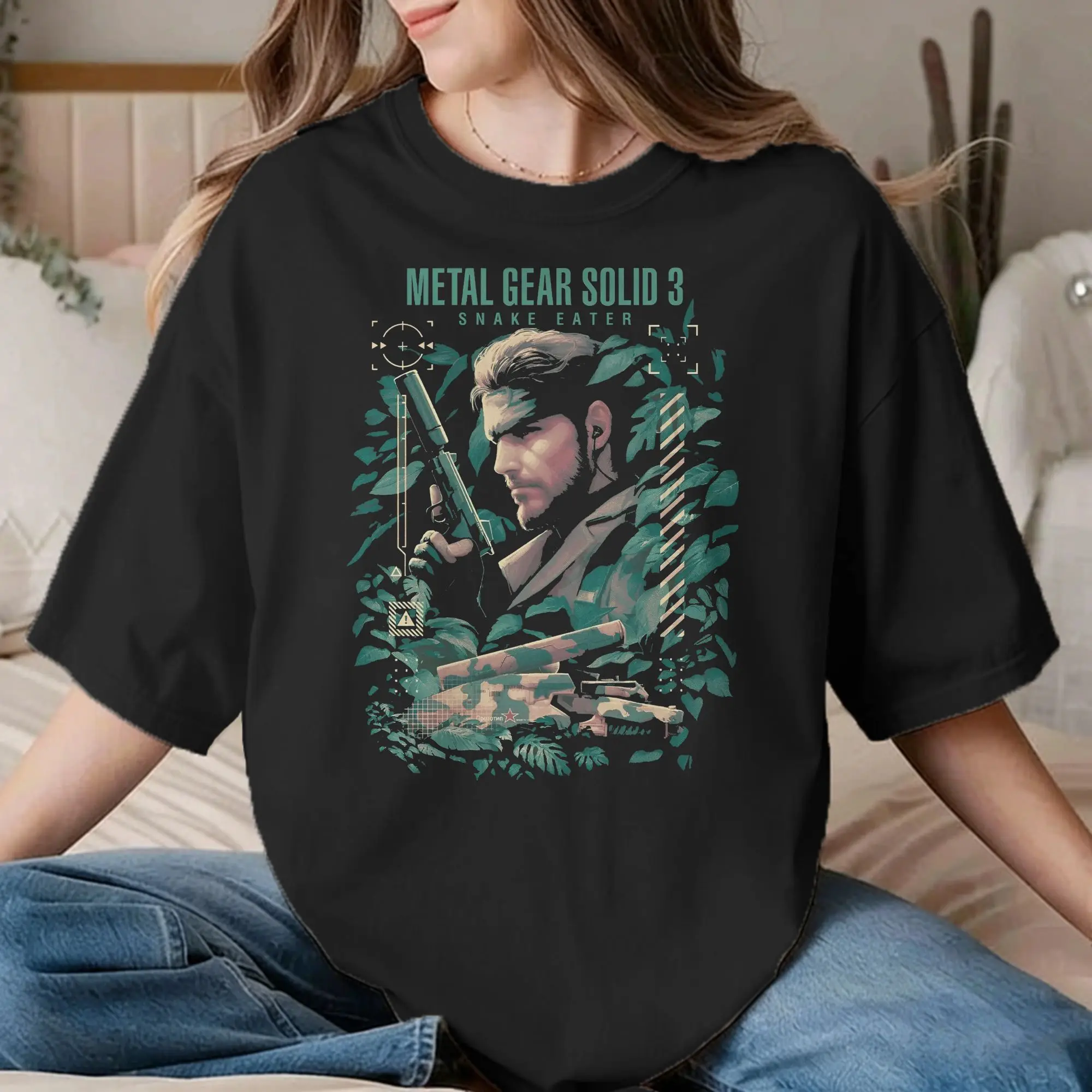 Metal Gear Solid 3 Snake Men Women T Shirts MGS Game Funny Tee Shirt Short Sleeve Crewneck T-Shirts Cotton Graphic Printed Tops
