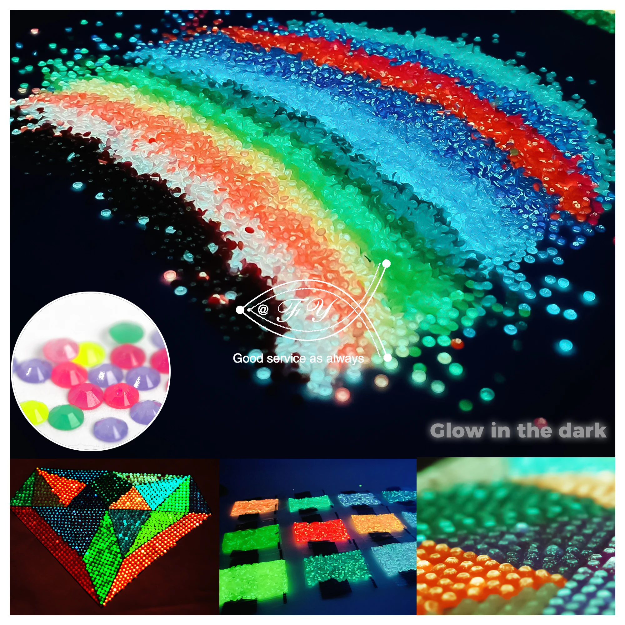 20 Colors Diamond Beads for 5D Diamond Painting Accessories, Resin Glow in The Dark Luminous Diamond Painting Drills Round 2.8MM