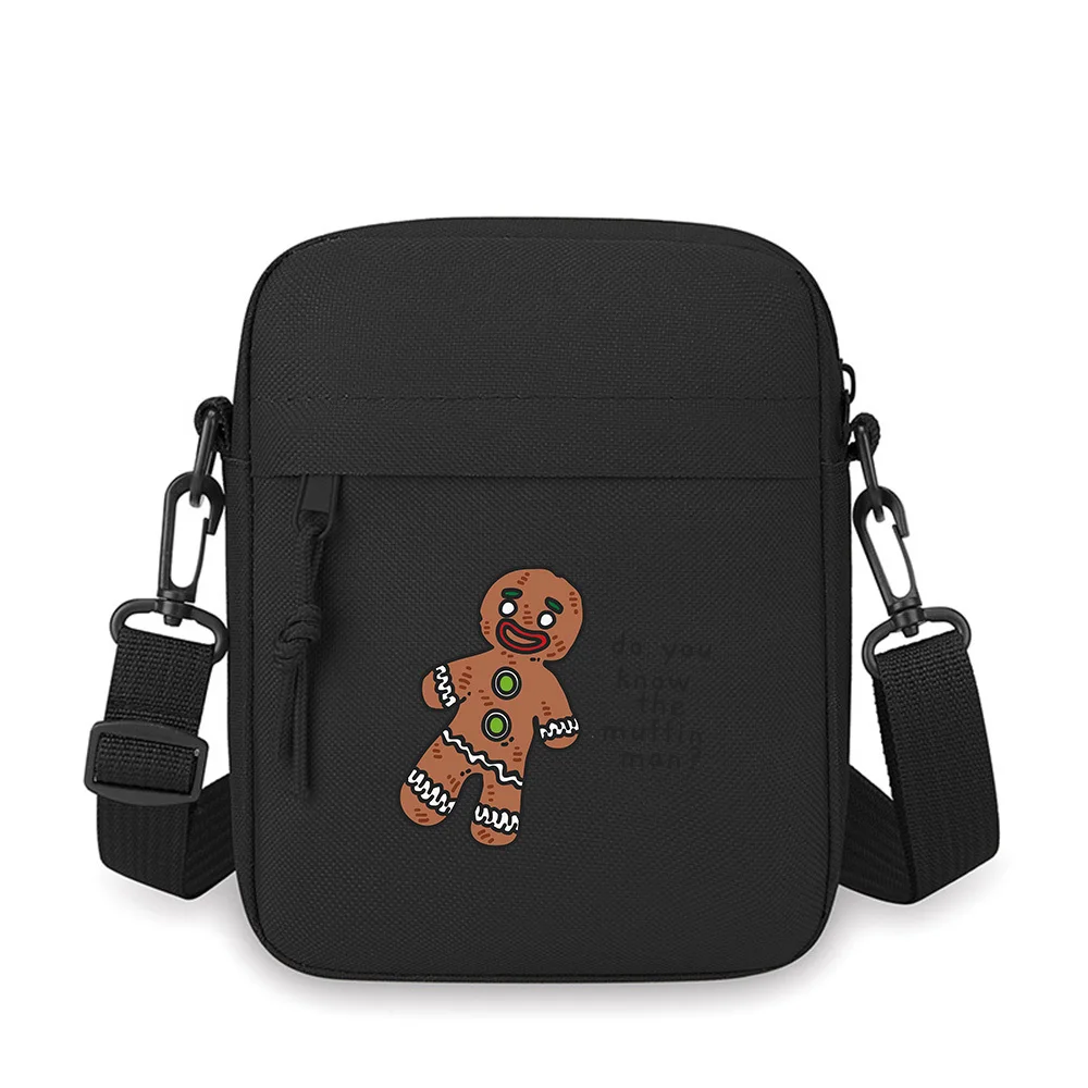 

Gingerbread man with question Men Crossbody Bag Single Shoulder Women Cartoon Anime Film Printing Design Unisex