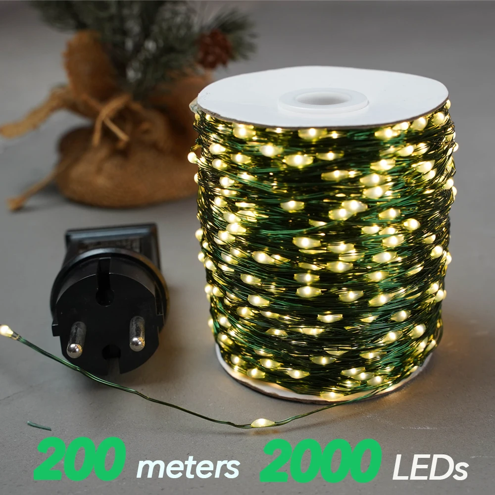 1000 LED String lights Green Wire Fairy Lights Christmas Tree Garland for Outdoor Home Wedding Christmas Party Garden Decoration