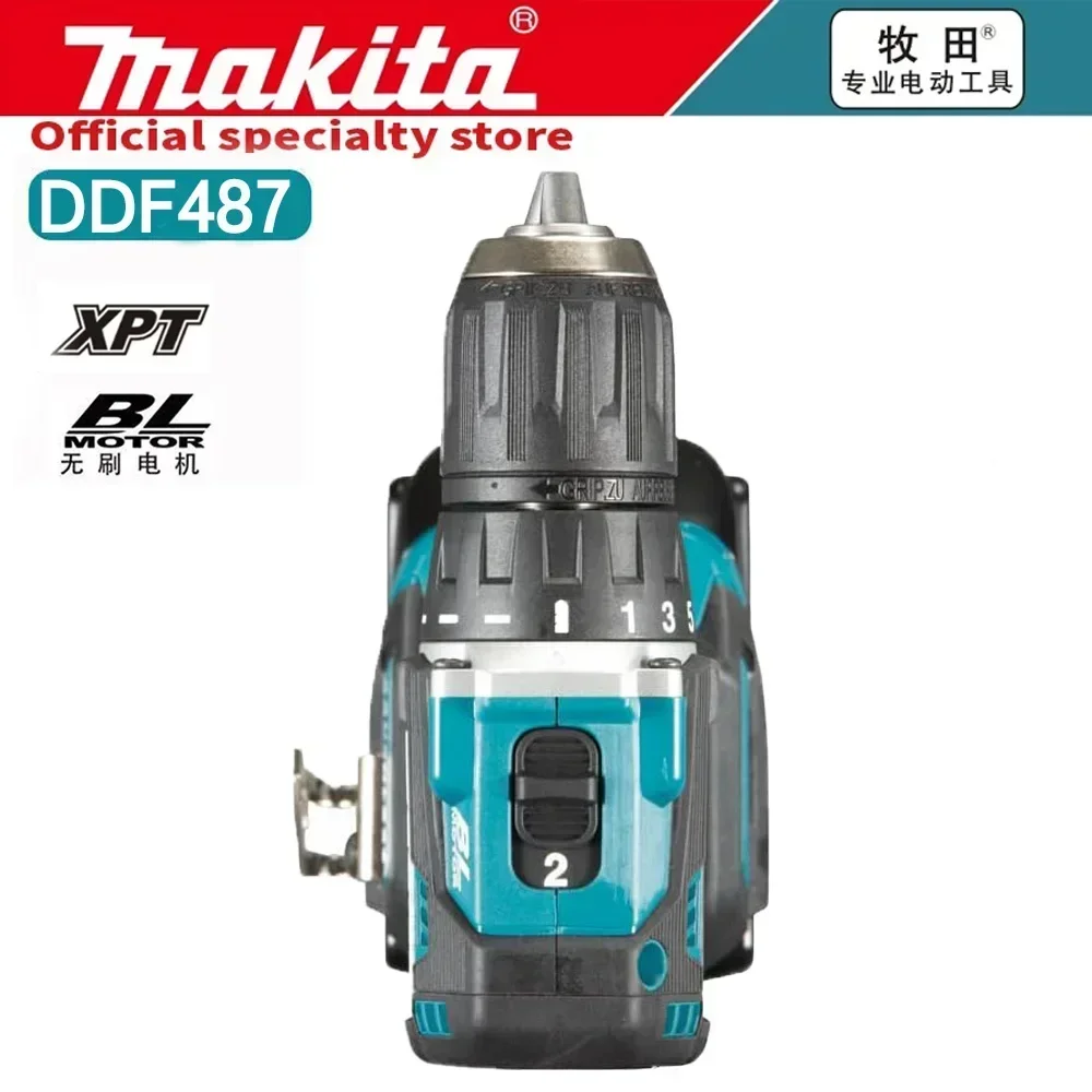 Makita DDF487 10 MM Cordless Driver Drill 18V Brushless Motor Compact Big Torque Lithium Battery Electric Screwdriver Power Tool