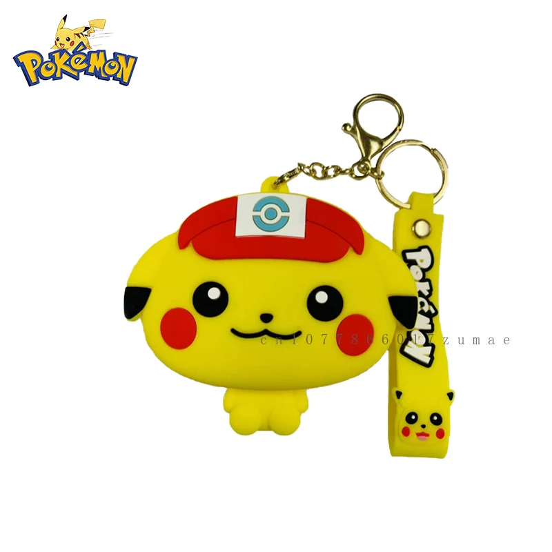 Pokemon anime pikachu pequeno armazenamento de silicone adorável moda chaveiro bolsa mensageiro figuras dos desenhos animados modelo brinquedos crianças presente