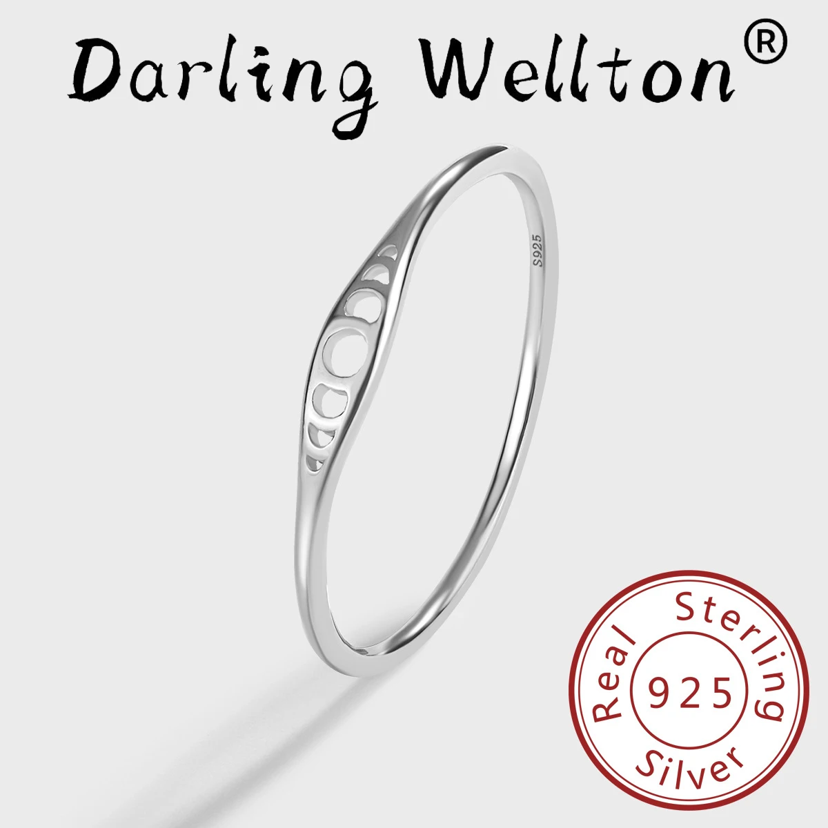 

Creative Openwork Geometric Crescent Ring For Couples Ring For Women 100% Original Sterling Silver Wedding Gift Jewelry