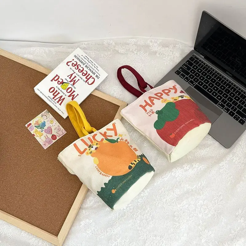

Women's Handbags New Canvas Cute Fruit Cartoon Printing Harajuku Kawaii Bento Bags Large Capacity Portable Handbag For Ladies