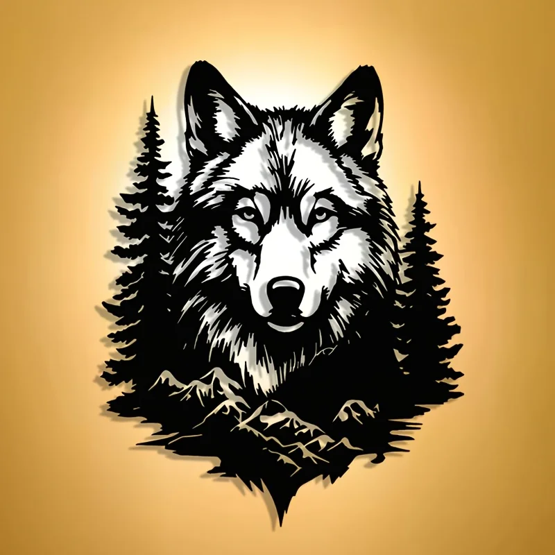 Modern Forest Wolf Metal Wall Art Living Room Decor - view 2