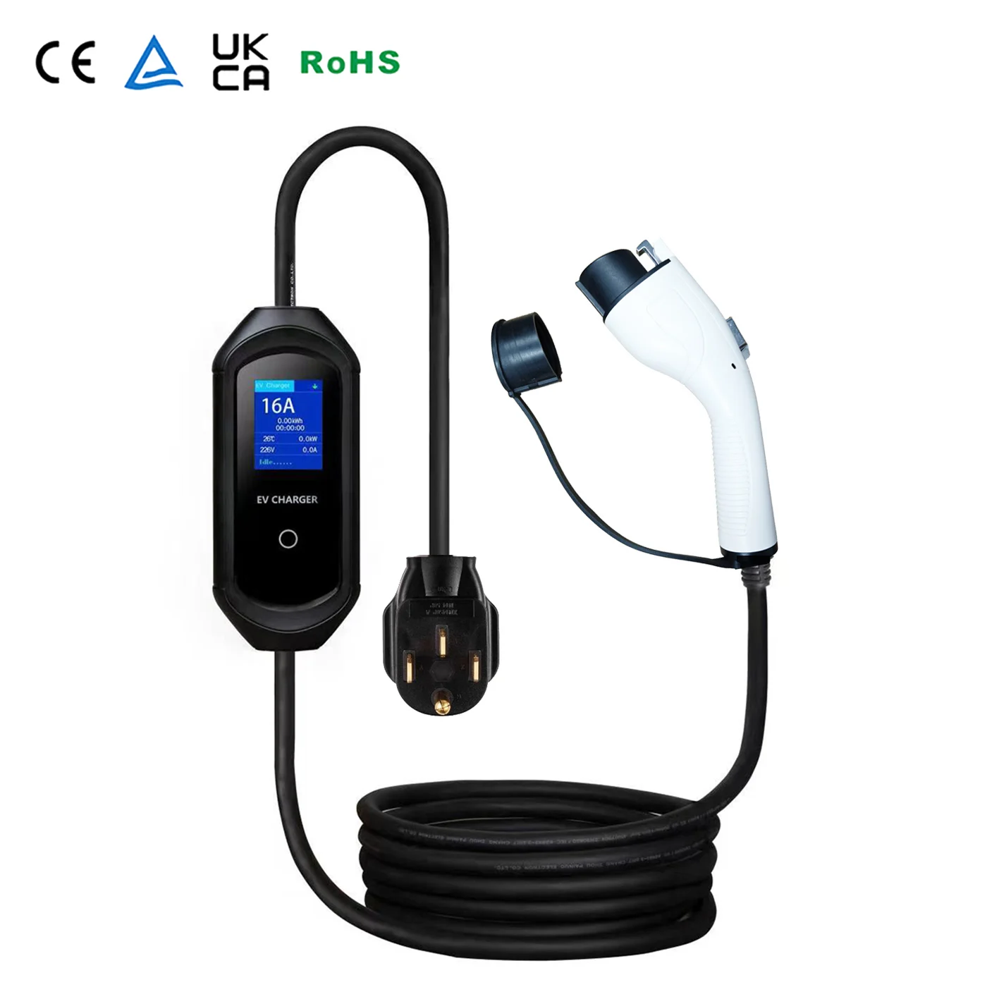 Adjustment 32a 110-240V J1772 type 1 portable ev charger 7kw with NEMA14-50P 5m