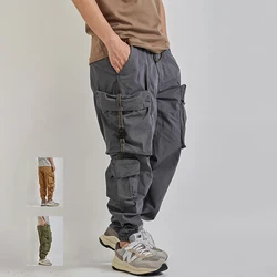 Summer New Japanese Retro Military Outdoor Quick Drying Cargo Pants Men's Washed Multi-pocket Loose Casual Ankle-tied Trousers