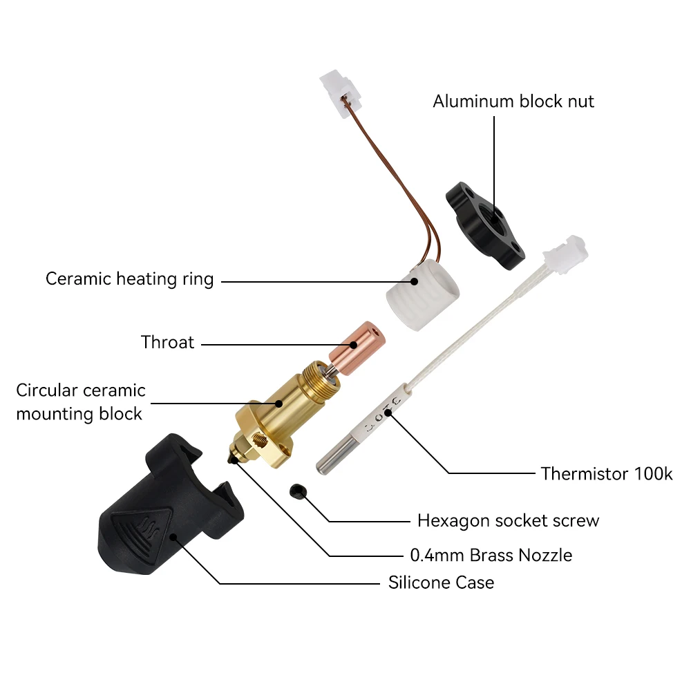 300°C Updated Hotend Kit For Creality K1/K1 Max Hotend Ceramic Heating Block Kit High Speed High Flow Printing Extruder