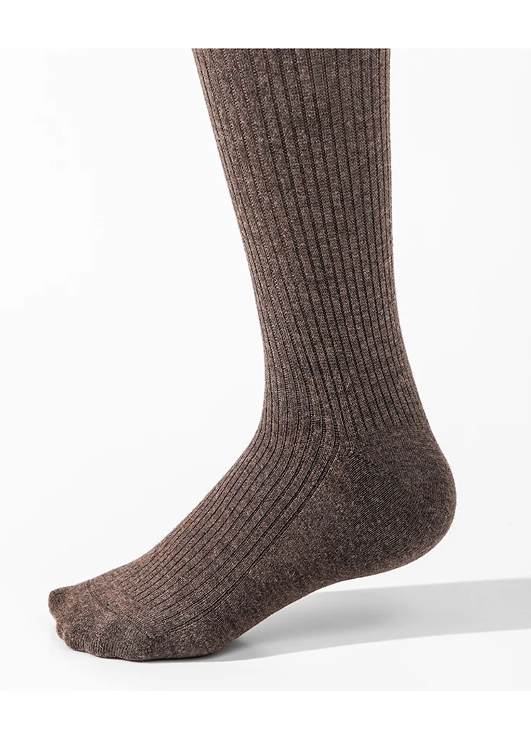 2-farbige Woll-Kniestrümpfe für Damen, gestrickte lange Socken, farblich abgestimmte gerippte warme Wintersocken, 1 Paar, weich, für den Urlaub – Detail 14