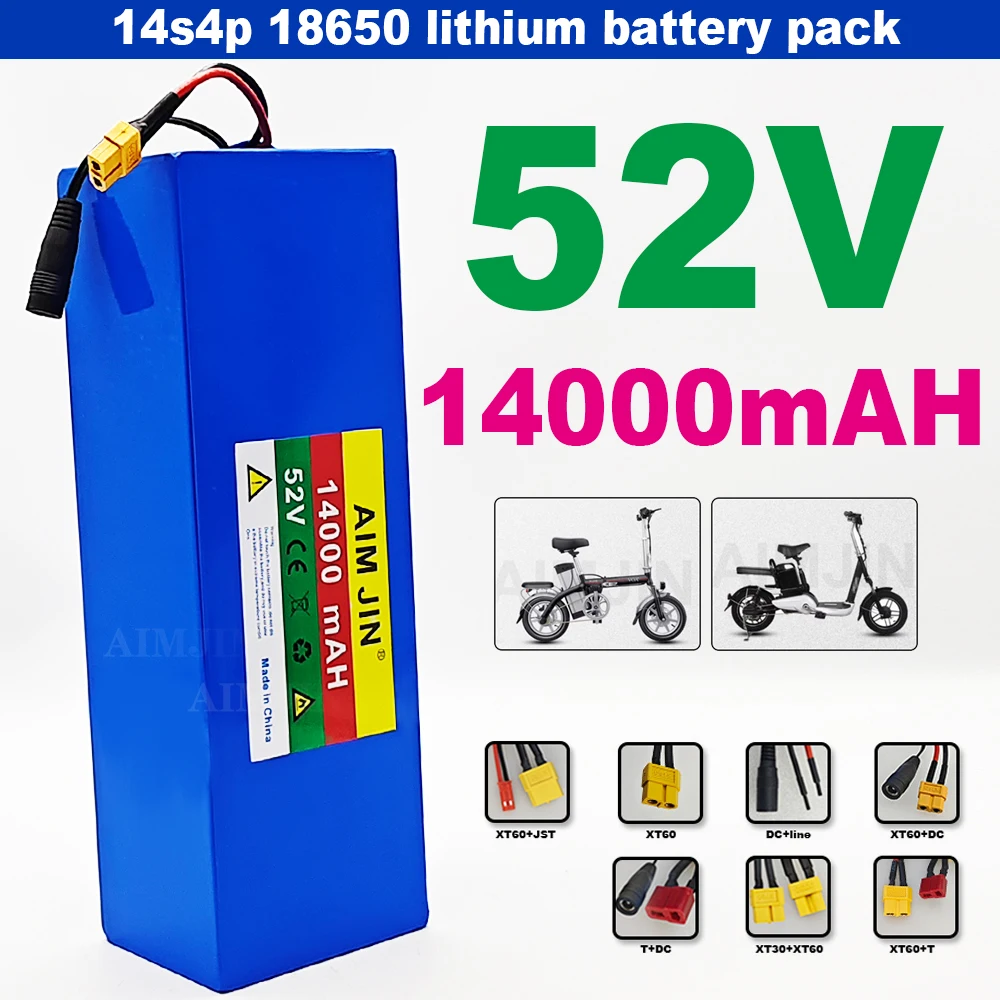 

14S4P battery pack with BMS for Balance Car, Bike, Scooter, Tricycle 52V Battery 14000mAh 18650 Lithium Battery