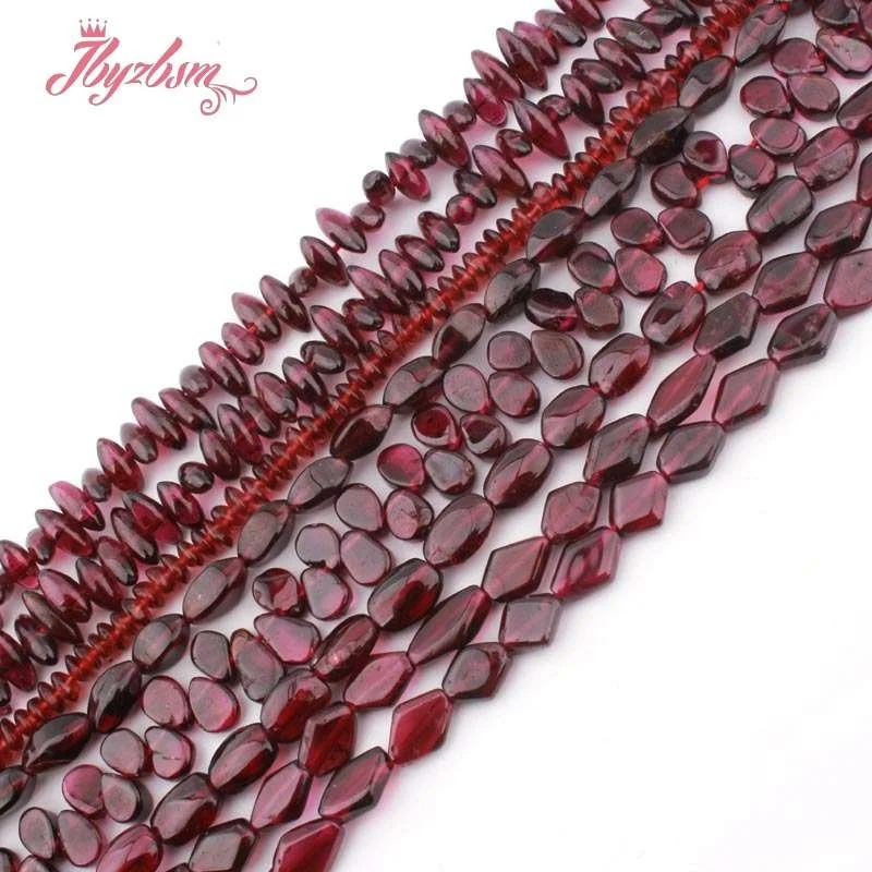 Natural Garnet Coin Freefrom Potato Stone Beads For Woman DIY Necklace Bracelets Jewelry Making Loose Strand 15\