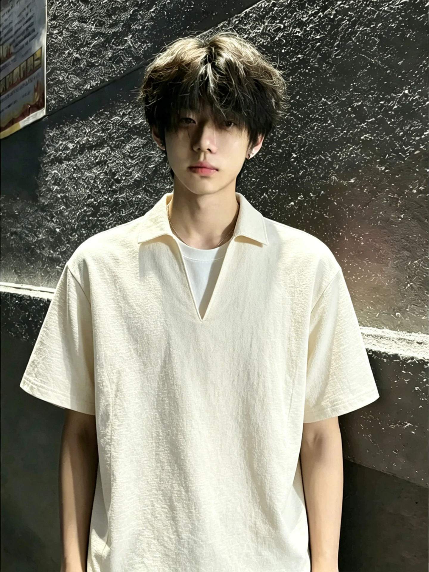 Men's Summer Breathable T-Shirt Linen-Like Short Sleeve Cleanfit Shoulder Soft Comfortable Loose Fit Other Material 100%