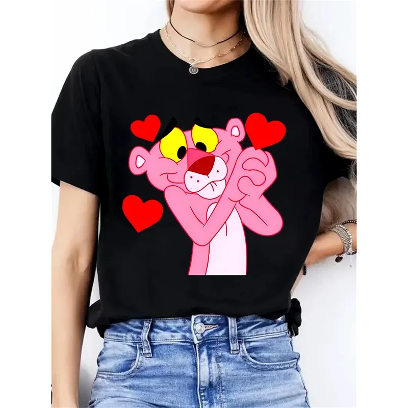 

Love Your Pink Panther Love Launch Love Новая женская футболка с круглым вырезом, повседневная спортивная удобная свободная хлопковая модная женская футболка