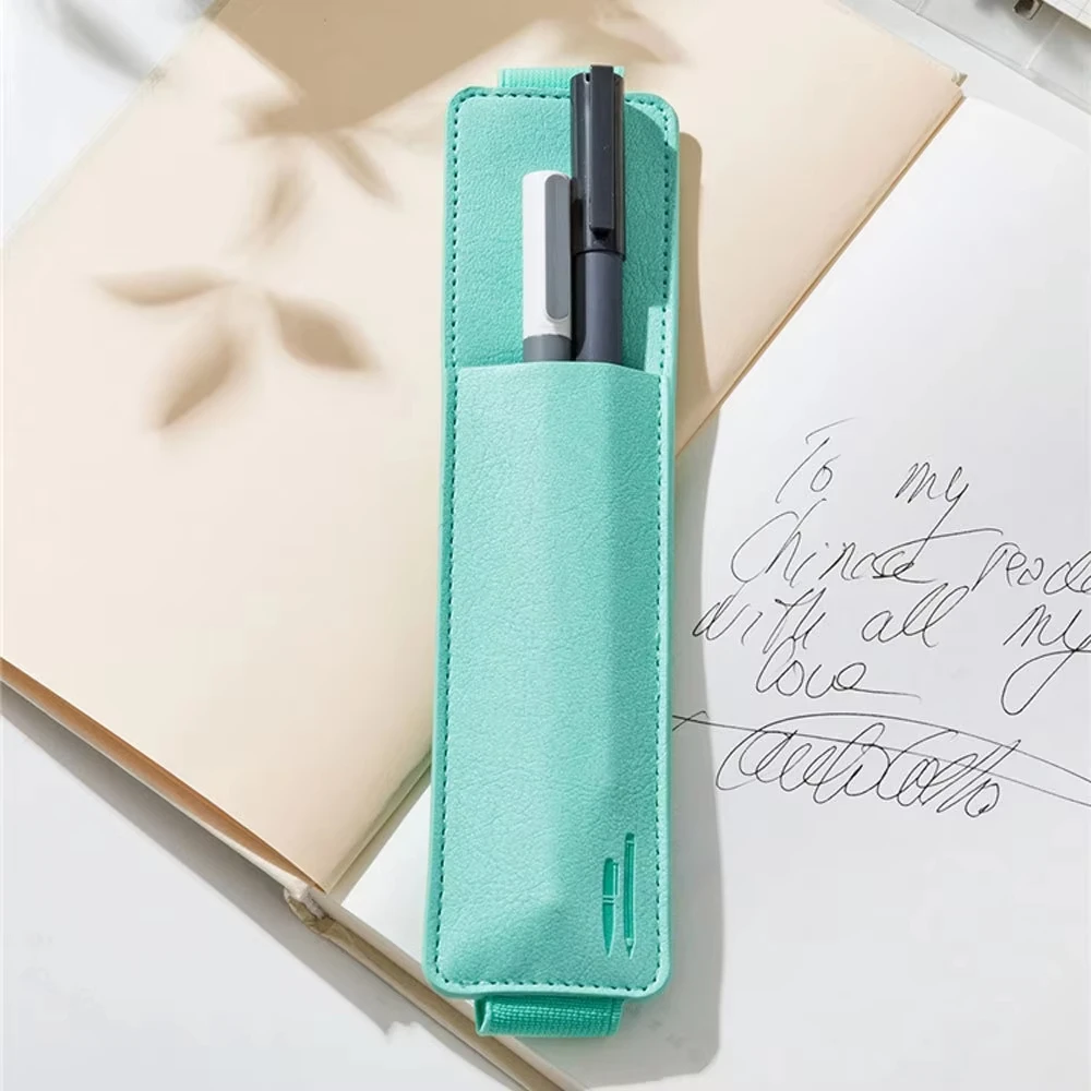 Pu Leather Pen Bag Elastic Buckle Book Notebook Fashion School Pen Case for Office Meeting Easy Carry Office Student Stationery image 2