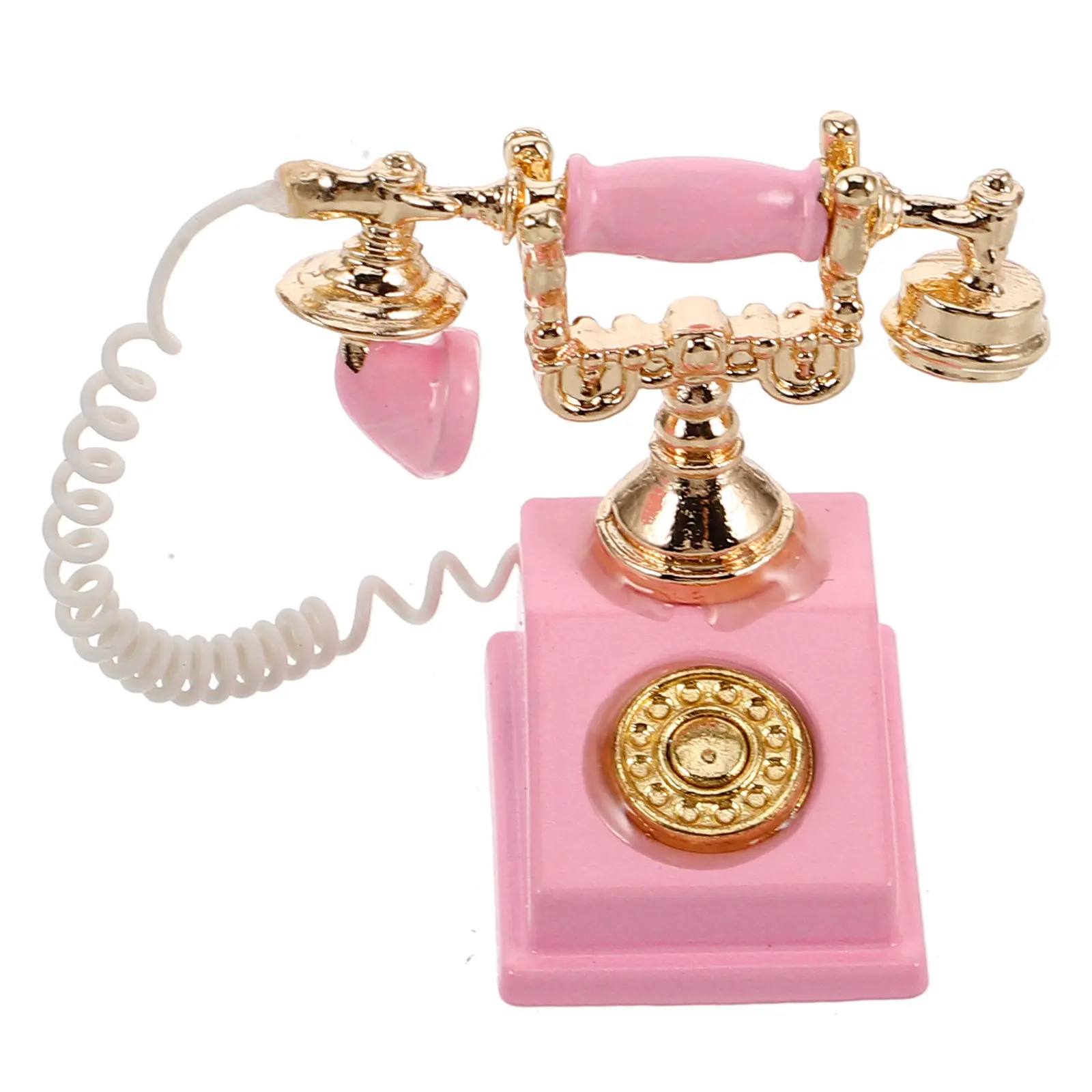 

Миниатюрный винтажный телефон с поворотным диском, декор для кукольного домика, ретро-реквизит для миниатюрных сцен, украшение для дома и офиса
