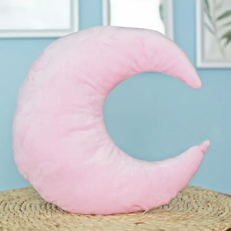 Stars Moon Shape Cushion Girls\' Pink Cute Sleep Pillow Office Cushion  Bedside Pillow Decor Home