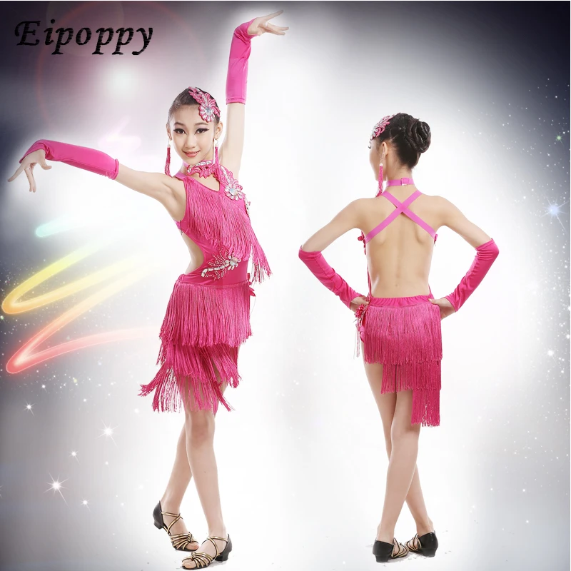 تنورة رقص لاتيني مع شرابات للأطفال ، ملابس رقص للبنات ، أزياء منافسة ، ملابس تدريب ، 61 ، جديد ، صيف