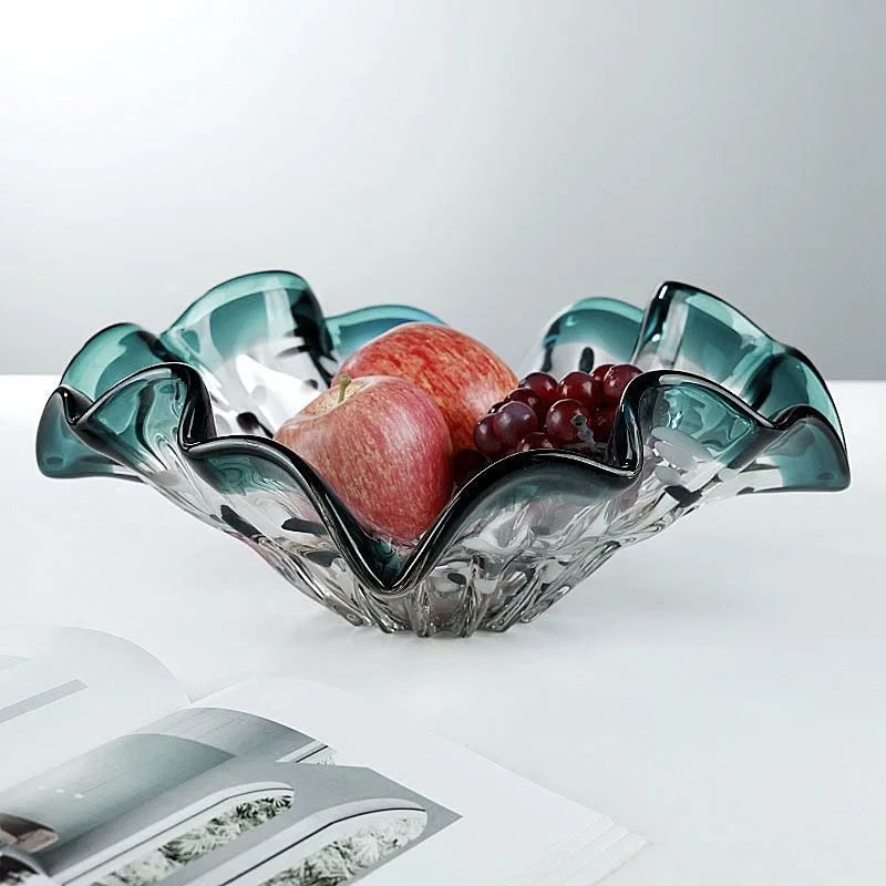 Modern Luxury Glass Fruit Plate, Family Living Room Coffee Table, Entrance Hall Tabletop Decorative Item