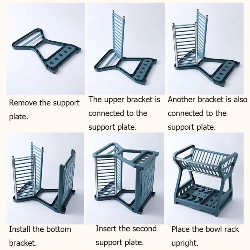 Double-layer Kitchen Dish Rack Household with Drip Tray Countertop Storage Rack Chopstick Cage Removable Drain Bowl Rack