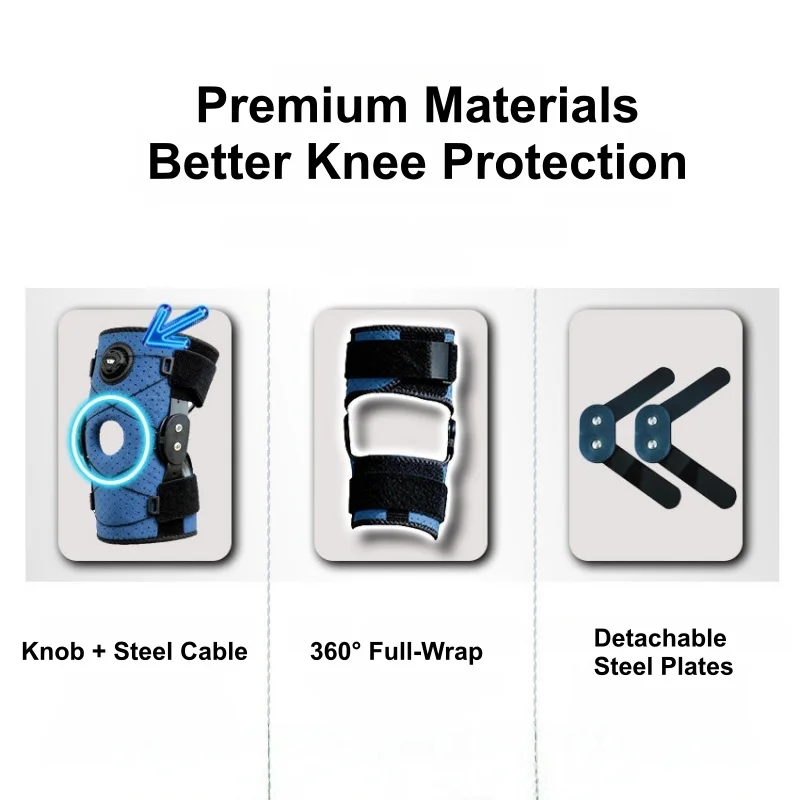 1Pcs Adjustable Meniscus Knee Brace Hinged Patella Support Knee Stabilizer Compression Knee Pad for ACL MCL Joint Pain Relief