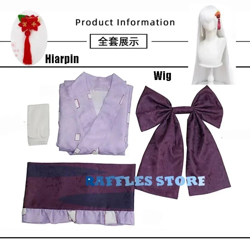 3.a;6\m/ Peluca de disfraz de cosplay, horquillas para el pelo, Shabana Ume Daki, cabello blanco joven, anime, Rango Superior Seis;8'l/7