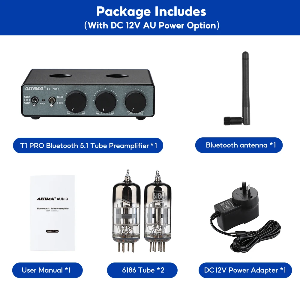 AIYIMA T1 PRO 真空管プリアンプ Bluetooth 5.1 QCC3040 APTX-HD対応