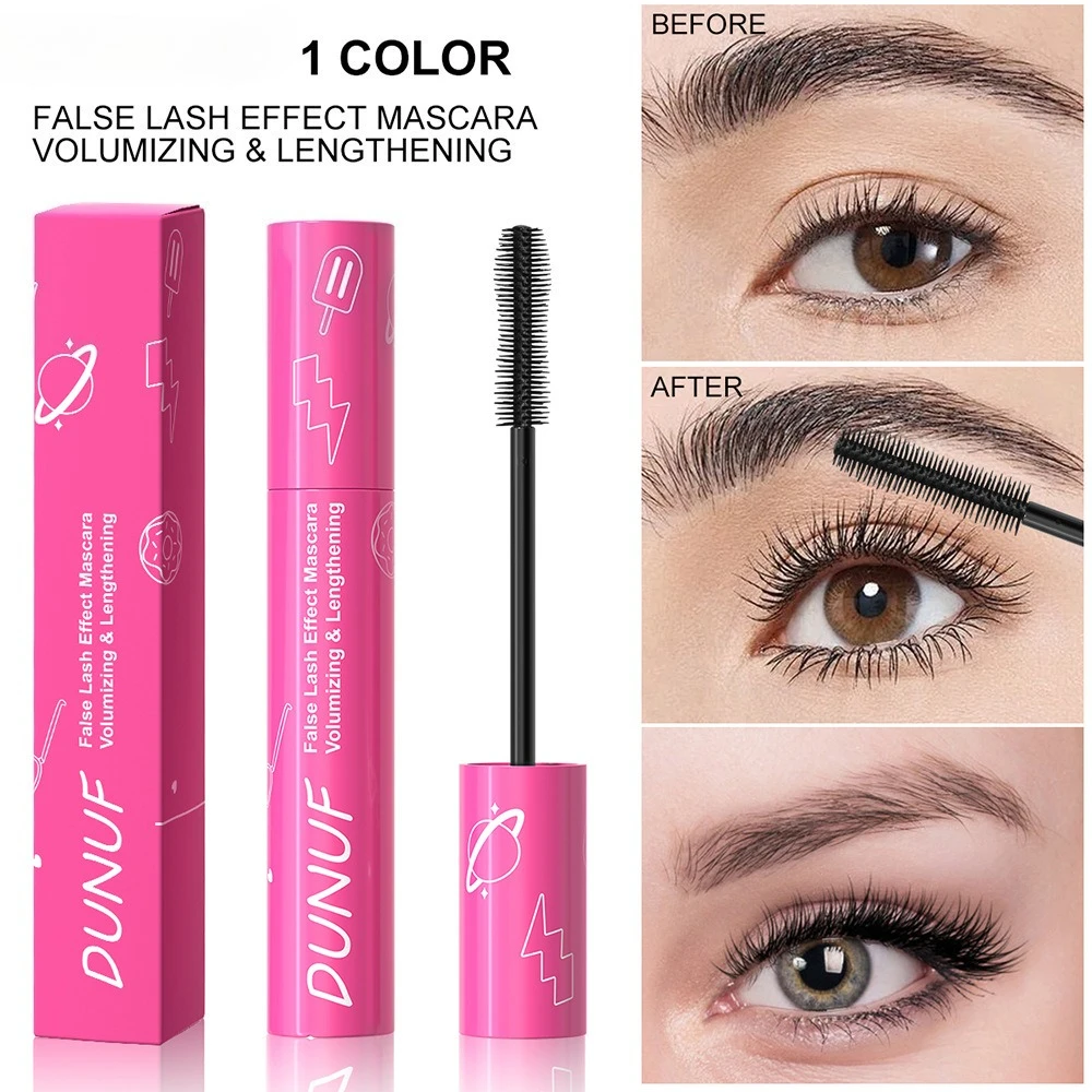 Mascara nero impermeabile senza impacchi Allungamento naturale Volumizzante Curling Resistente ai sbavature Facile rimozione con acqua calda