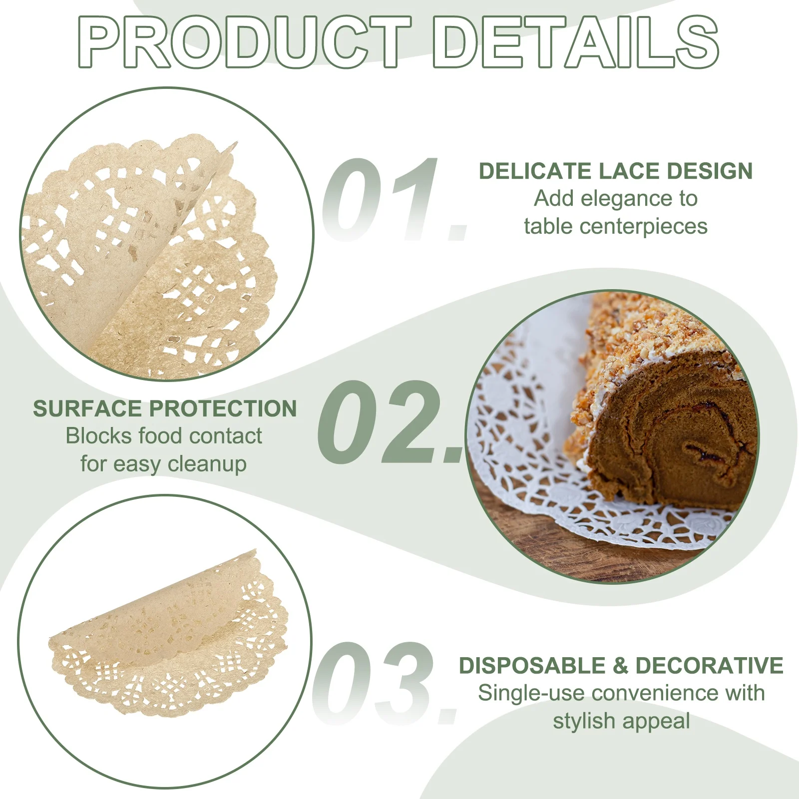 Uxcell 50/100/150pcs Paper Doilies Paper Lace Doilies Disposable Round Modern Decorative Placemats Bulk Fit for Cakes Desserts