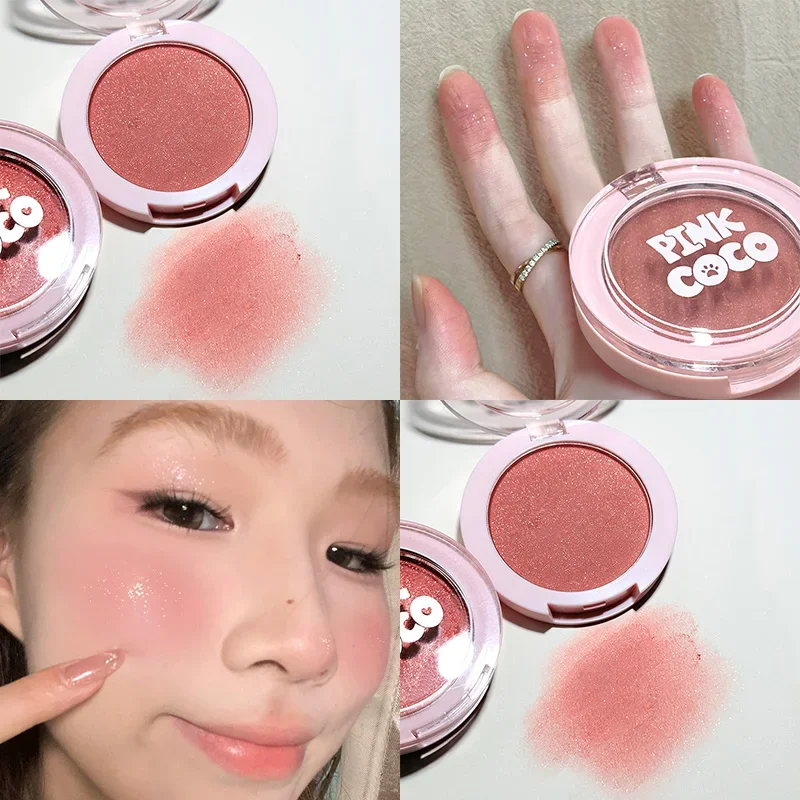 Fine Shimmering Blush Powder Milk Apricot Peach Brightens Natural Matte Highlight Face Glitter Shadow Monochrome Blush Palette