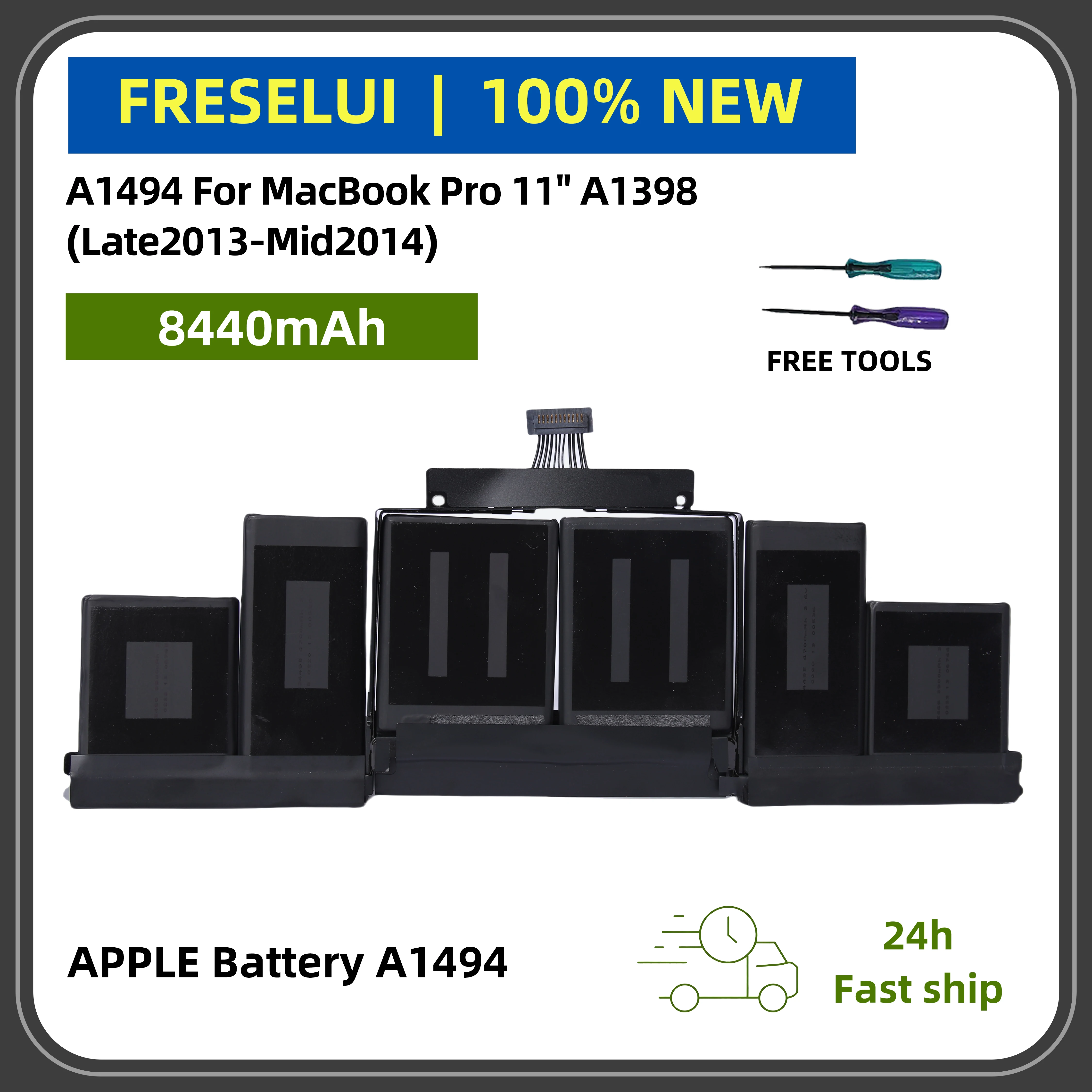

FRLESUI | Высокопроизводительный аккумулятор A1494 для MacBook Pro 11 дюймов A1398 (Late2013-Mid2014) | Длительный и безопасный +2-летняя гарантия