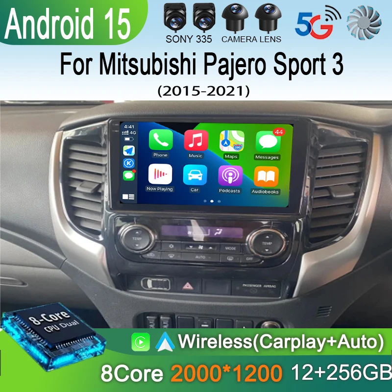 

Android 15 Carplay Car Radio For Mitsubishi Pajero Sport 3 L200 2015 - 2021 Navigation Multimedia GPS Player Stereo WiFi+4G DVD