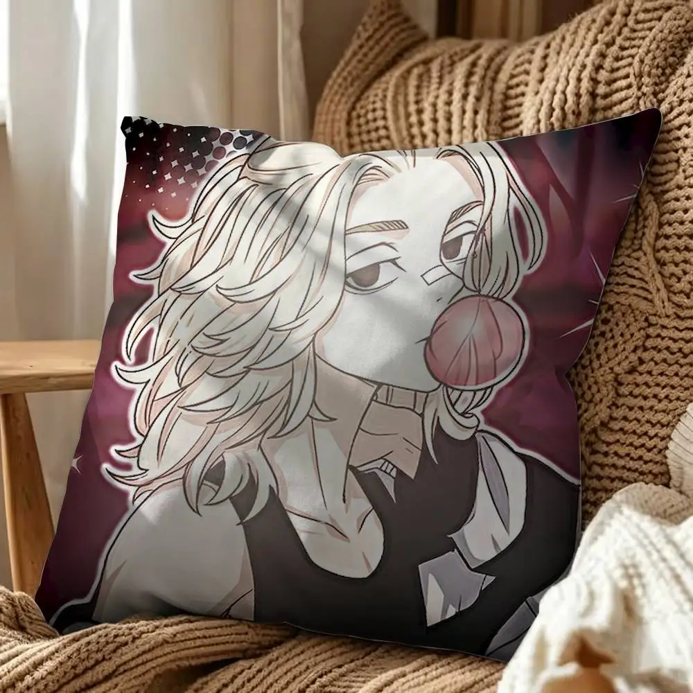 Tokyo Revengers Mikey Square Double-Sided Printed Pillow Case Sofa Cushion Cover Bedroom Bedside Decor