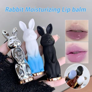Rabbit Black Lip Balm Gloss Tidak Kering Peach Transparan Warna Bibir Pelembab Dasar Riasan Bibir Lipstik Anak-anak untuk Anak Perempuan 10 basis lip gloss penjualan terbaik - №