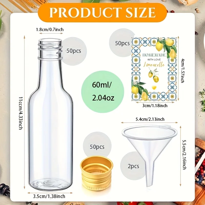 مجموعة 50 قطعة من زجاجات المشروبات الصغيرة للحفلات، زجاجات 1.7 أونصة/50 مل لحفلات الزفاف وحفلات أعياد الميلاد وحفلات الزفاف والمناسبات المكتبية #3