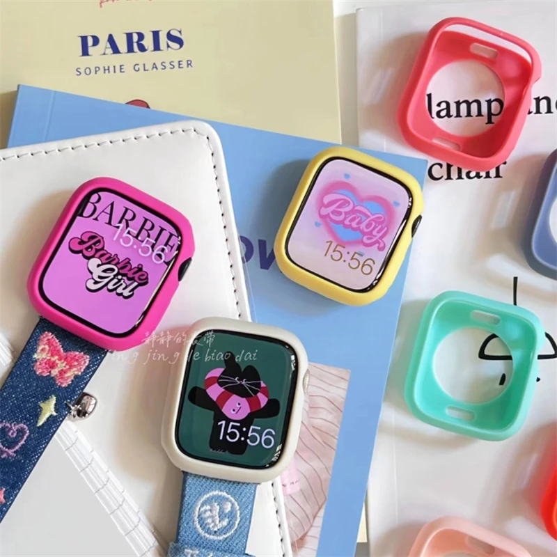 

Защитный чехол для Apple Watch чехол Ultra 8 7 6 SE 5 4 49 45 41 44 40 мм, мягкий силиконовый защитный бампер для iwatch 3 2 42 38 мм