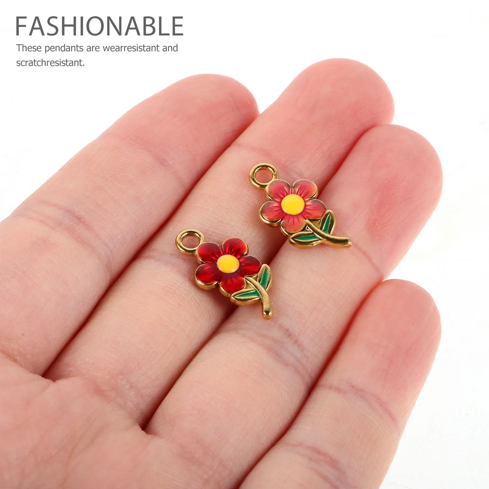 

2Pcs Flower Pendant Charms Enamel Stainless Steel Durable Lightweight DIY Jewelry Necklace Bracelet Earrings Making Materials