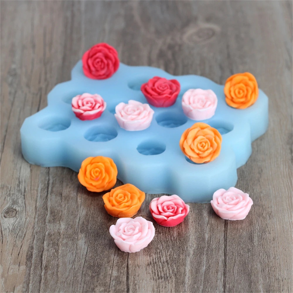 Boowan Nicole Rose Shape Soap Silicone Mold 12-Cavity Cake Chocolate Mould Handmade Wedding Scene Decorative Tool