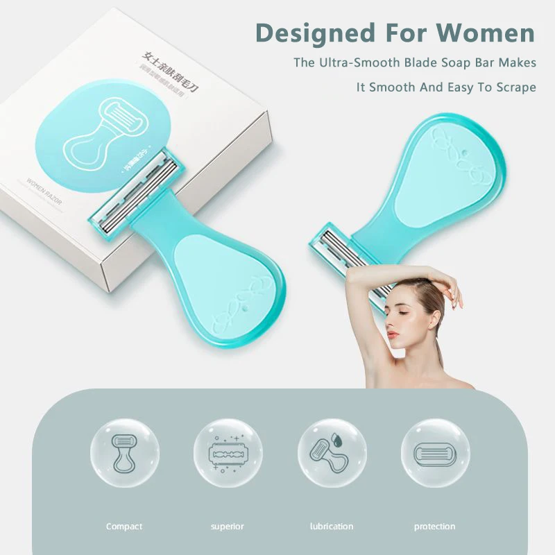 Mini cuchillo de depilación portátil para mujer, de acero inoxidable cuchilla de afeitar, herramientas de belleza para eliminar el vello corporal