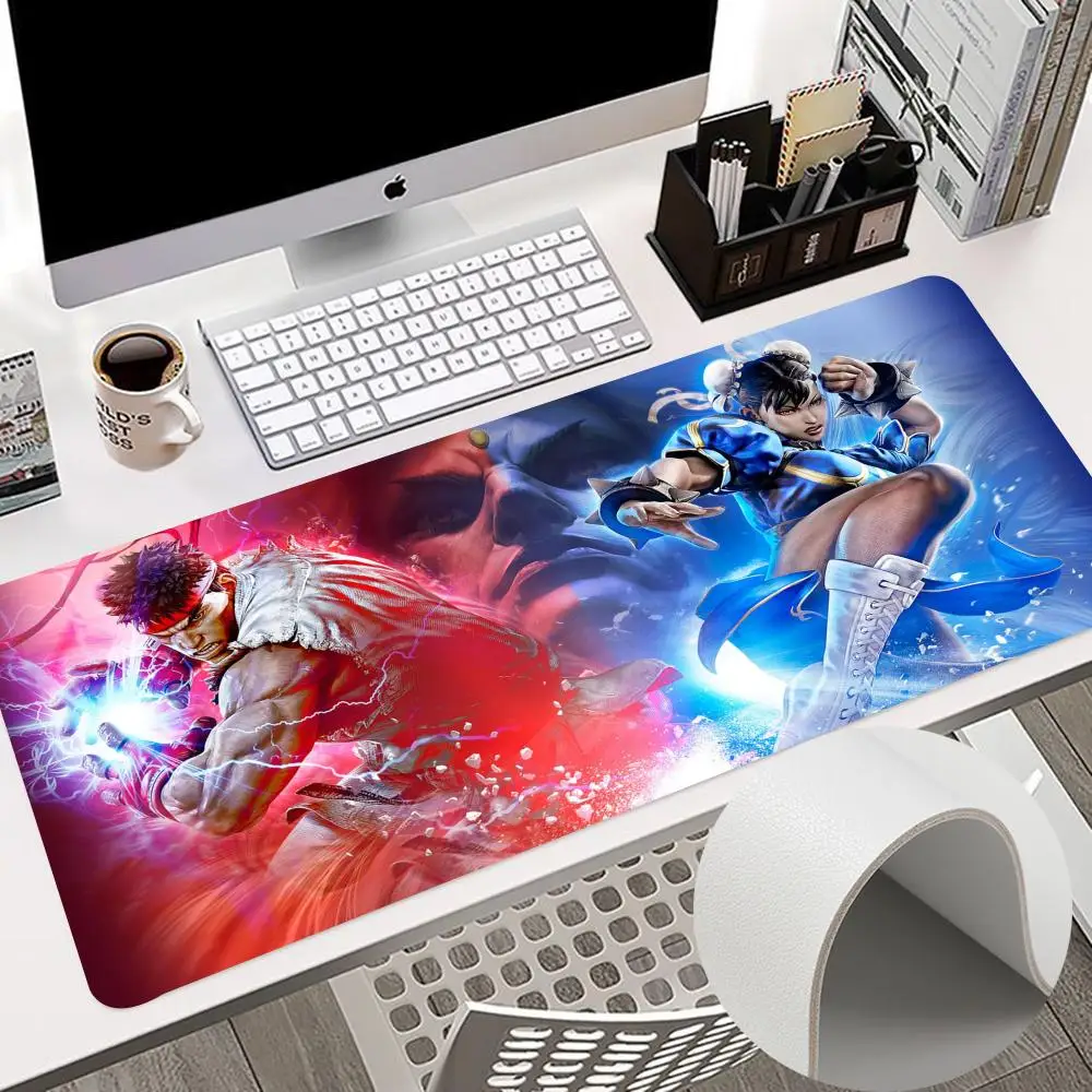 S-Street F-Fighter Mouse Pad 900x400mm Keyboard PC g pro x superlight 2 Desk Pads HD Printing Computer Double Sided Leather Non-