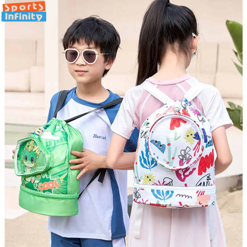 Children\'s Swimming Bag Dry Wet Separation Waterproof Storage Bag Boys and Girls Beach Bag Cute Cartoon Backpack Sport Bags