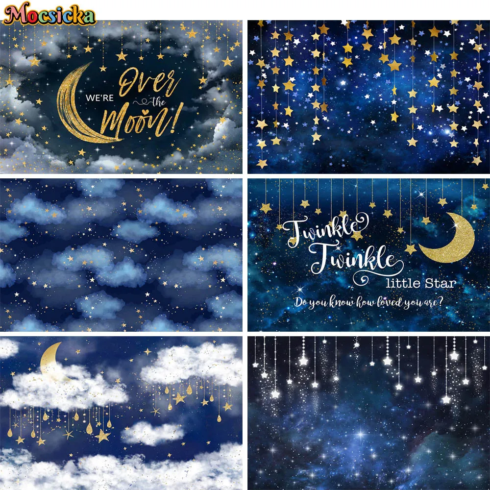 Outer Space Universe Milky Way Galaxy Backdrop Mysterious Starry Glitter Little Stars Kid Birthday Portrait Background Photocall