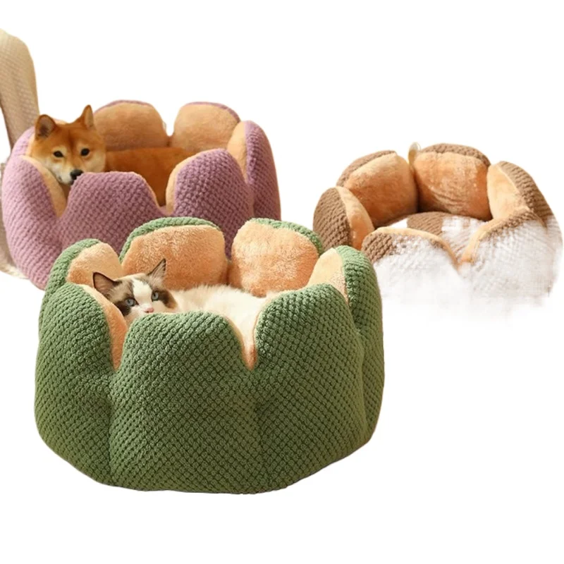 

Super soft cat litter kennel flower shape warm winter comfortable washable cat pad house puppy cat pad