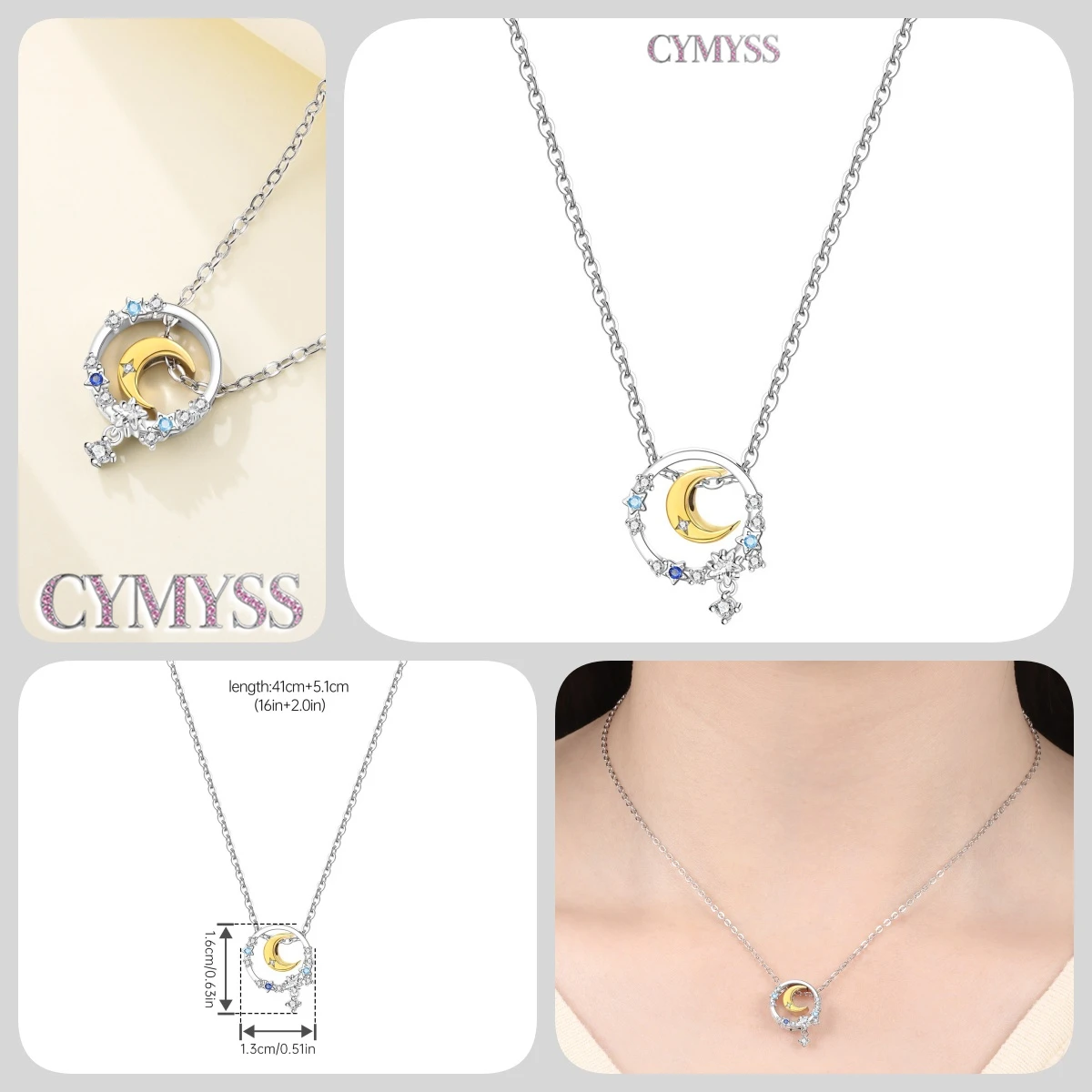 2026 Original 925 Sterling Silber Planeten-Halskette mit Liebesherz und Zirkonia-Einlage, Romantischer Modeschmuck, Partygeschenke für Frauen – Detail 34