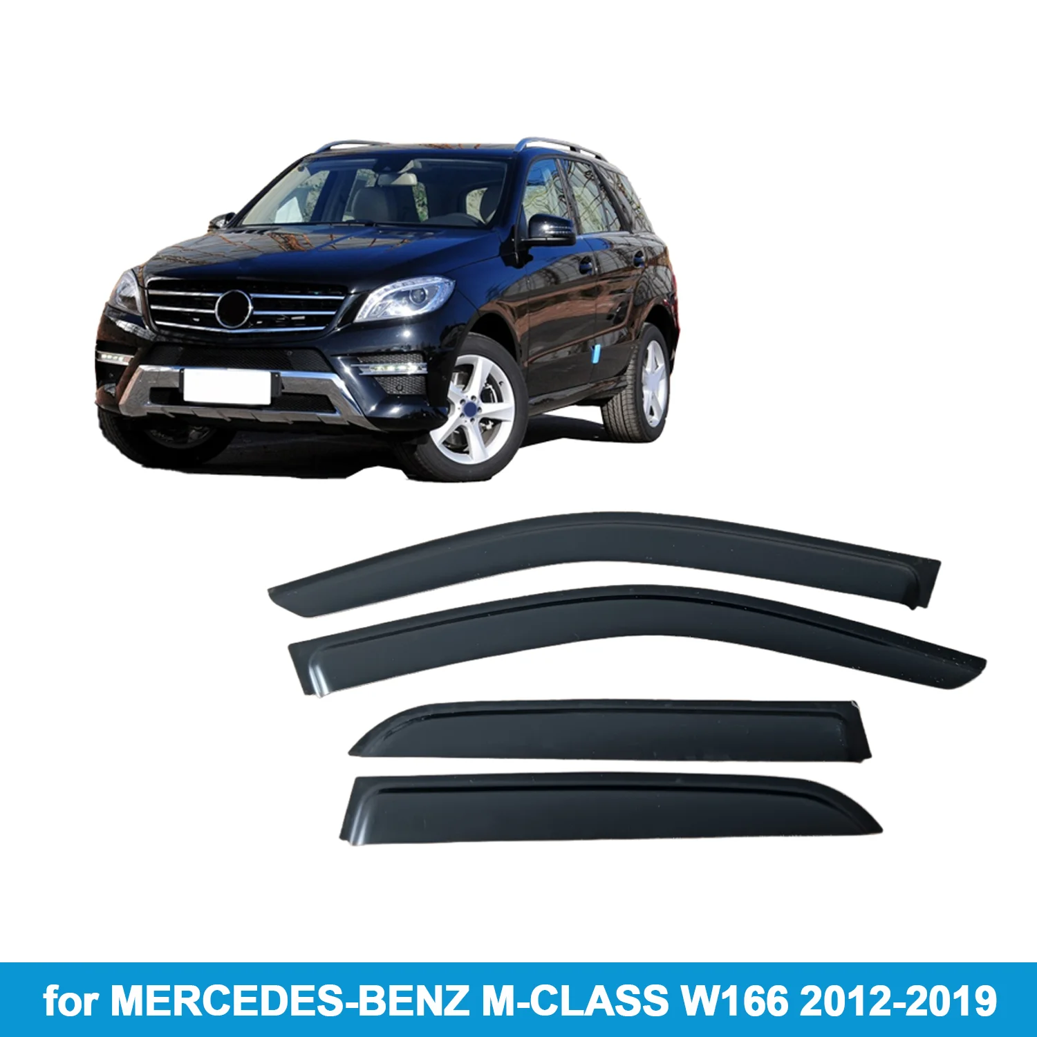 

Дефлекторы окон (ветровики) для MERCEDES-BENZ M-CLASS W166 2012-2019, защита от дождя, наружное крепление на липучке