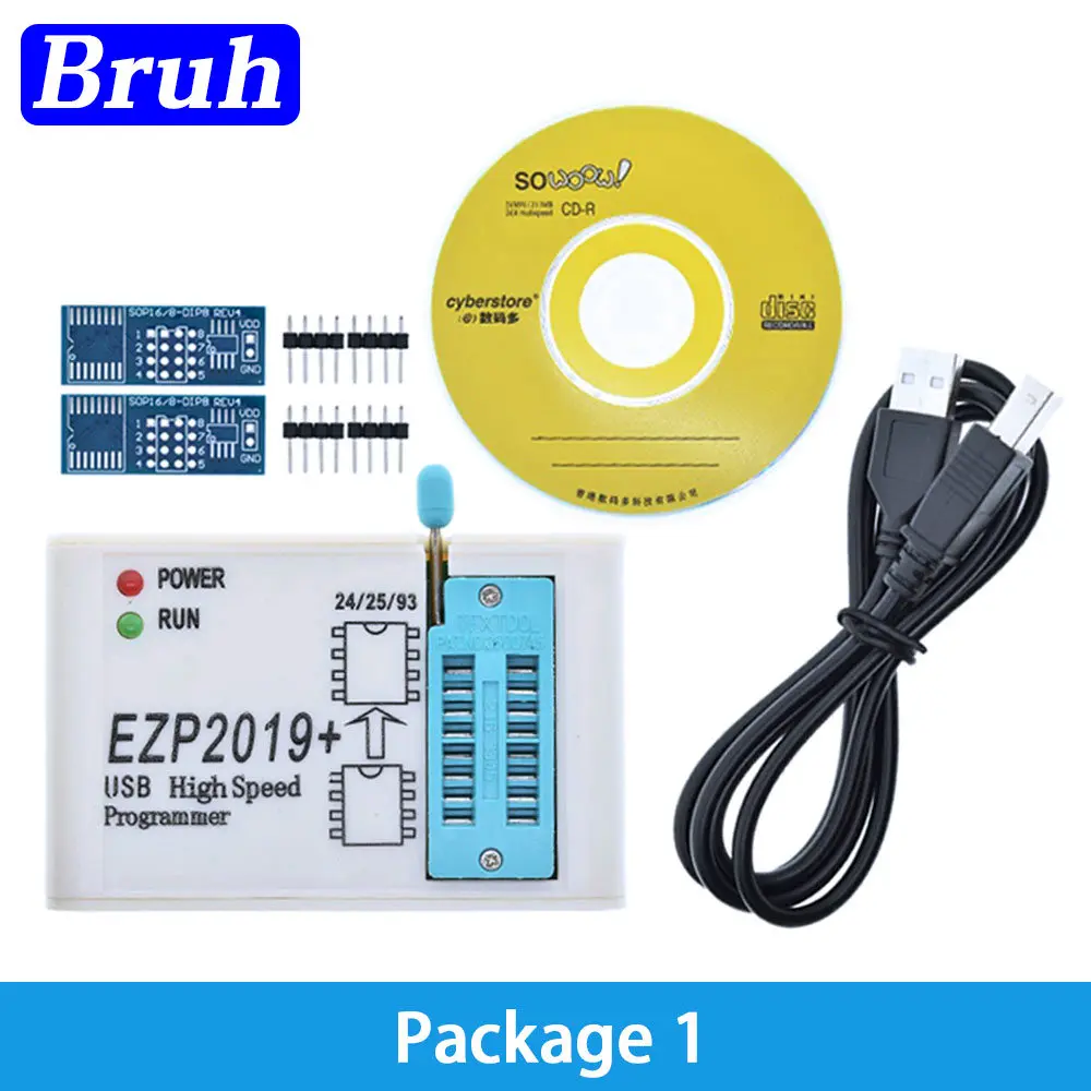 Overseas Newest Version EZP2019 High-speed USB SPI Programmer ezp 2019+12 Adapters Support 24 25 93 EEPROM 25 Flash BIOS Chip