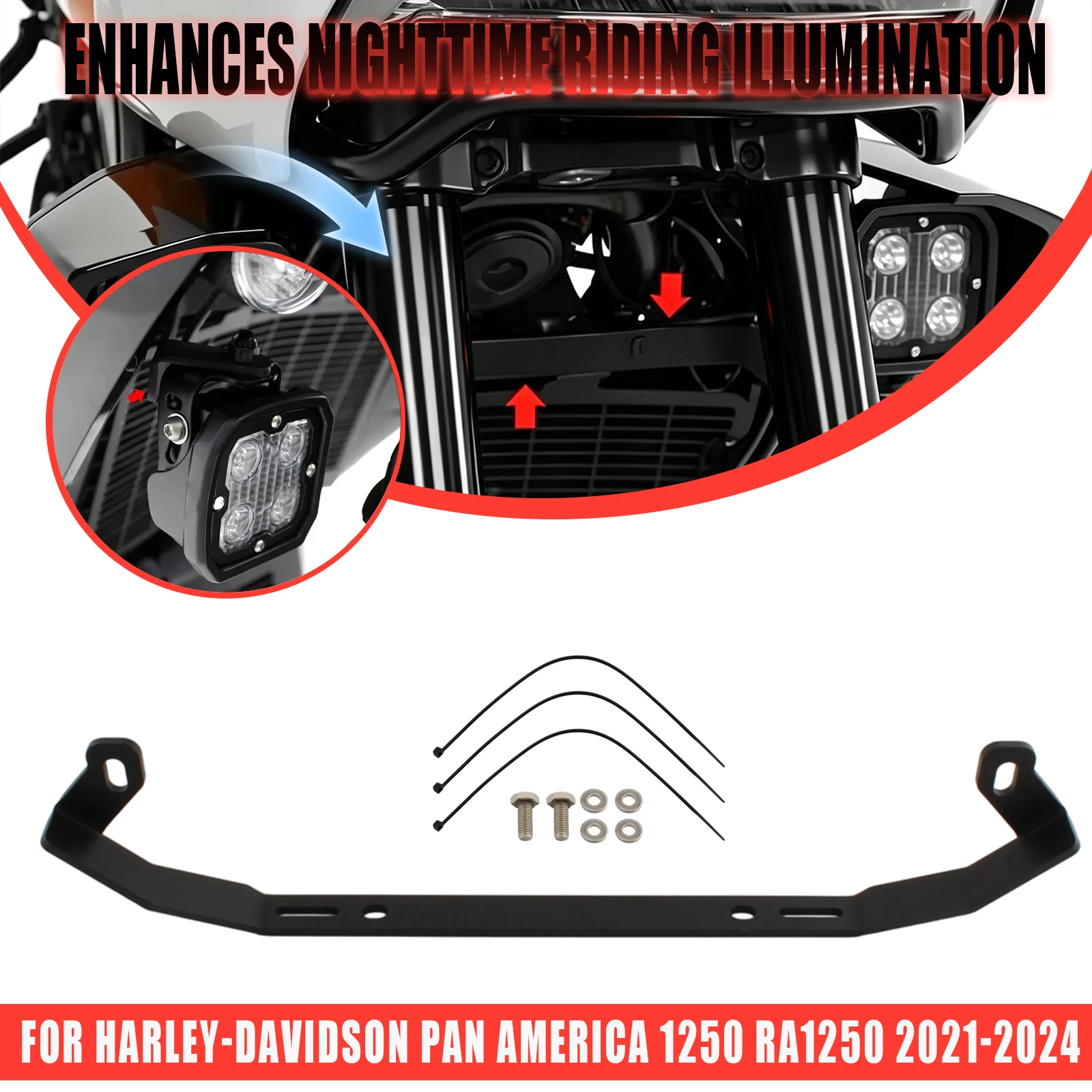 Motorcycle LED Fog Light Auxiliary Bracket Spotlight Driving Lamp Mount For Harley Pan America 1250 S PA1250 PA1250S 2021-2023