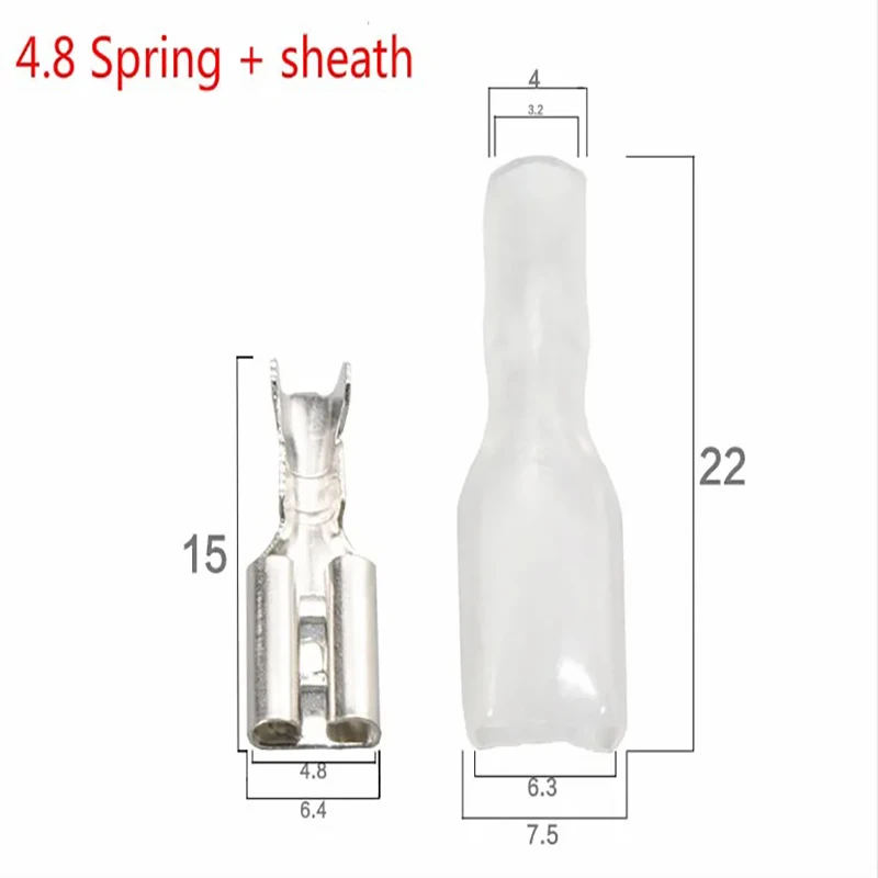 100Sets(200pcs) Female Spade Connector 2.8 /4.8 /6.3 Crimp Terminal with Insulating Sleeves for Terminals