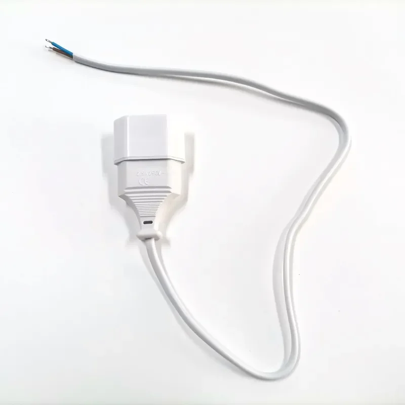 White 2pin EU Plug Socket Power Cord VDE Certified Black 1m 2x0.75mm2 Copper Cable for Computer Use IEC/CEE