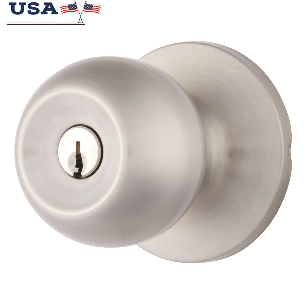 

Keyed Entry Classic Ball Doorknob Satin Nickel High Security Easy Install Anti Pry Shield 2 Keys Included Reversible Design