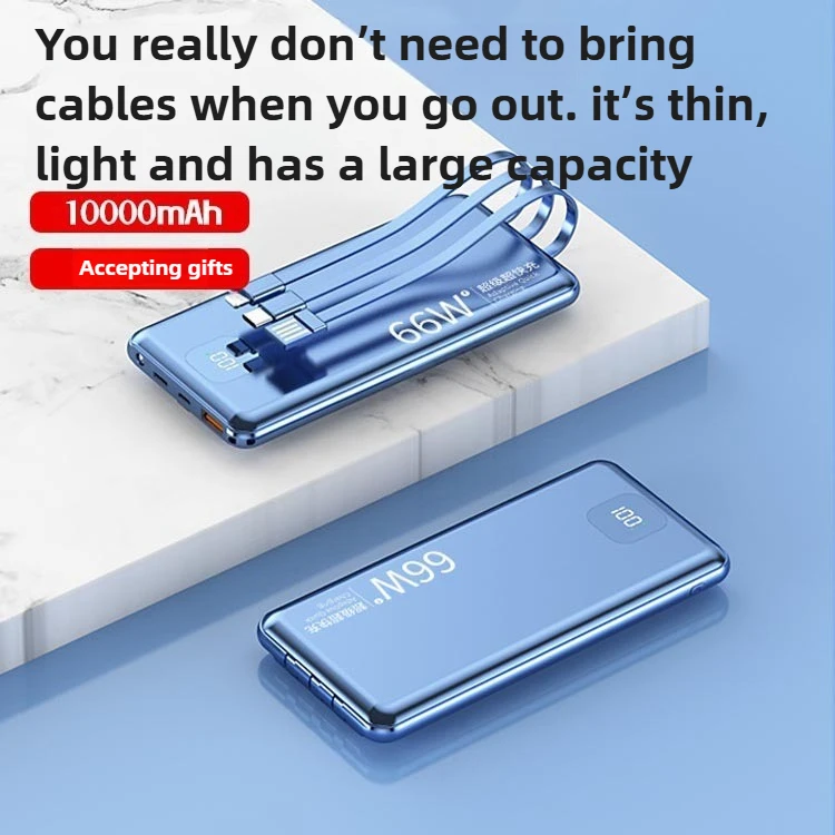 10000mAh 66W Carregador de bateria portátil de carregamento super rápido com display digital para iPhone para Xiaomi para Huawei para Samsung